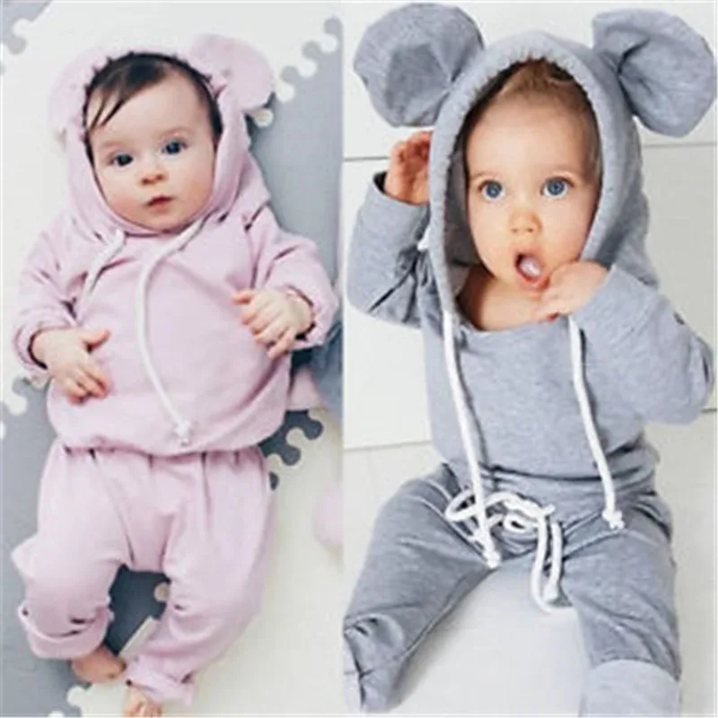 CANIS Toddler Baby Boys Girls Clothing Set Autumn Casual Sweatsuit Bunny Ears Hooded Tops Hoodie Sweatshirt Pants Legging Outfit