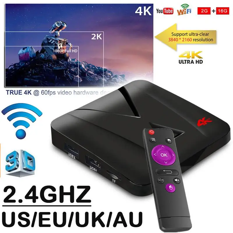 MX10 мини сетевой плеер Amlogic RK3328 ТВ приставка Android 9 0 2GB + 16GB HD tv 4K телеприставка |