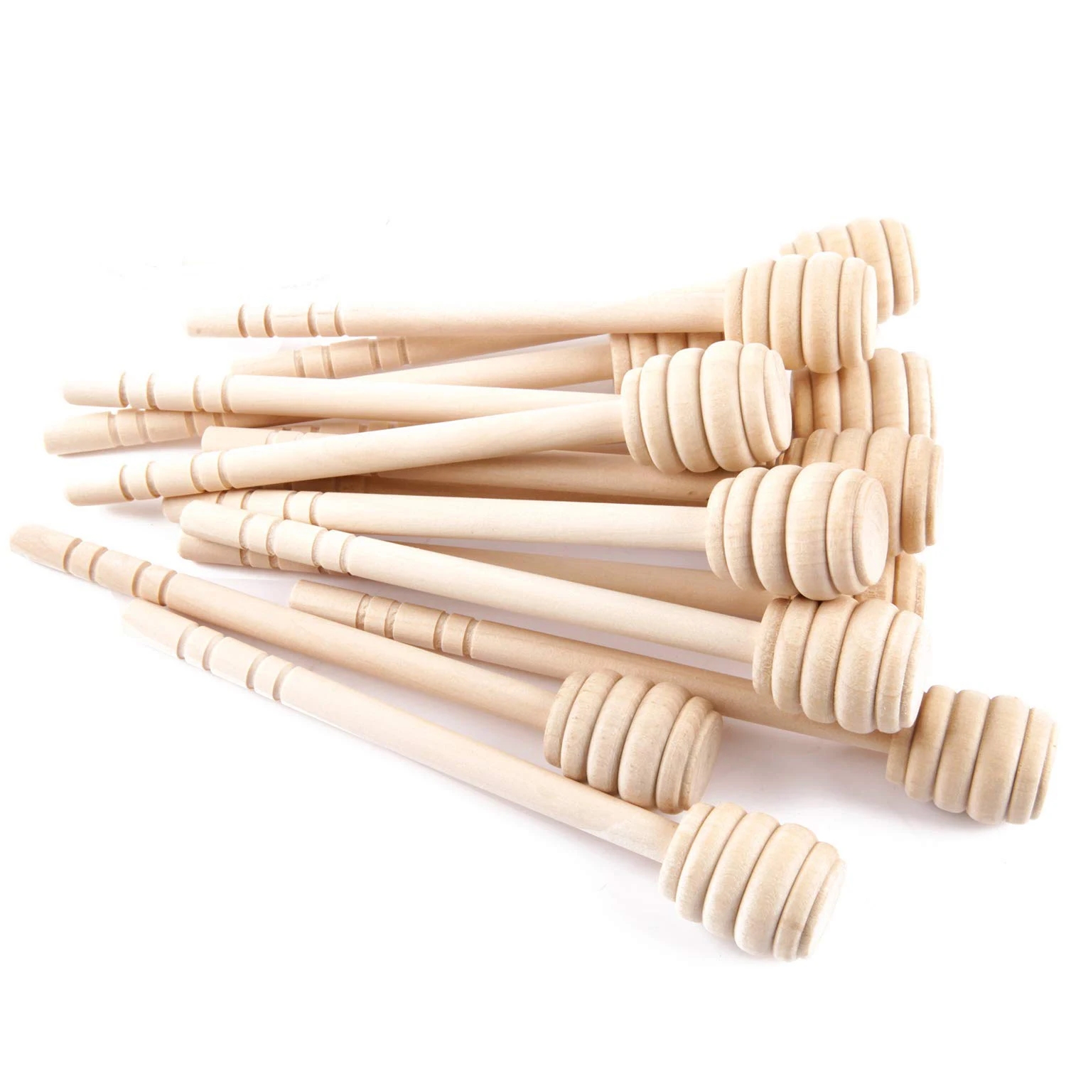 Hot 55 Pack 6 Inch Wood Honey Dipper Sticks for Honey Jam Jar Dispense