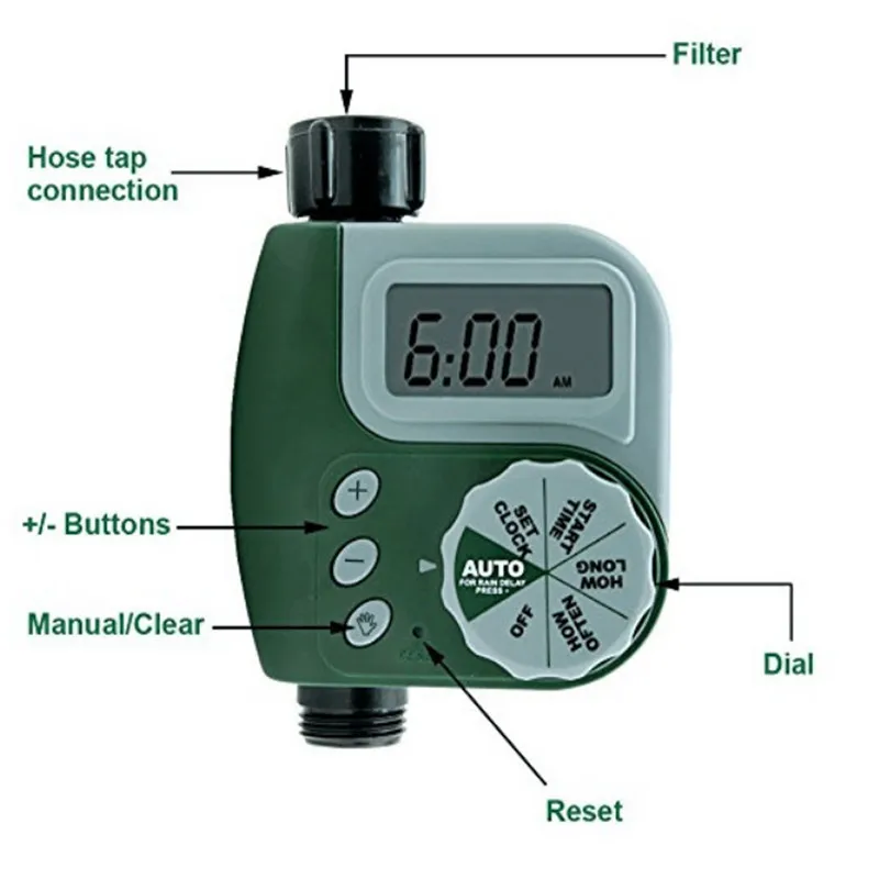 

Outdoor Garden Irrigation Controller Solenoid Valve Timer Single Outlet Programmable Hose Faucet Watering Timer System