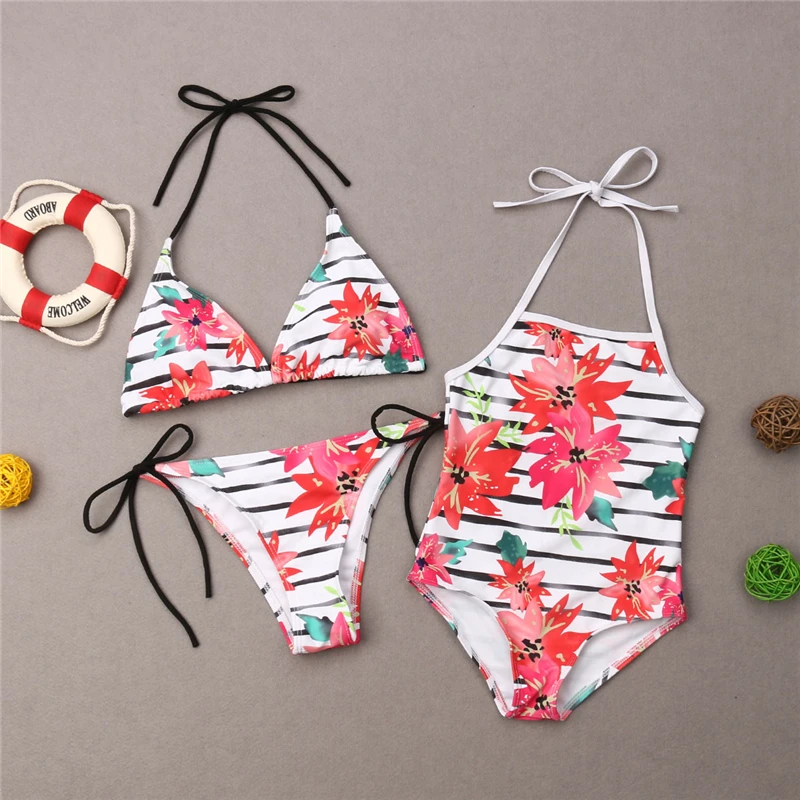 

Mommy Me Family Bikini Mother Daughter Swimwear Women Girls Swimsuit Women's swimming suit Women's Floral Print Bikini Set