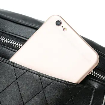 

New Brand Women's Lattice Line Waist Bag Zipper Leather Chest Pack Crossbody Bag Fanny Pack Hot Sale