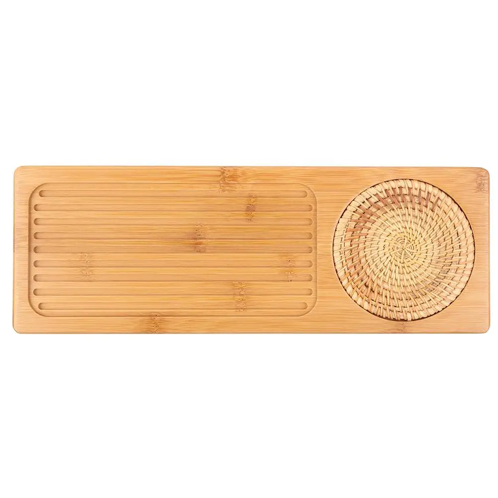 

New Portable Rectangular Shape Bamboo Tea Tray Storage Kung Fu Tea Teapot Serving Board Tea Table