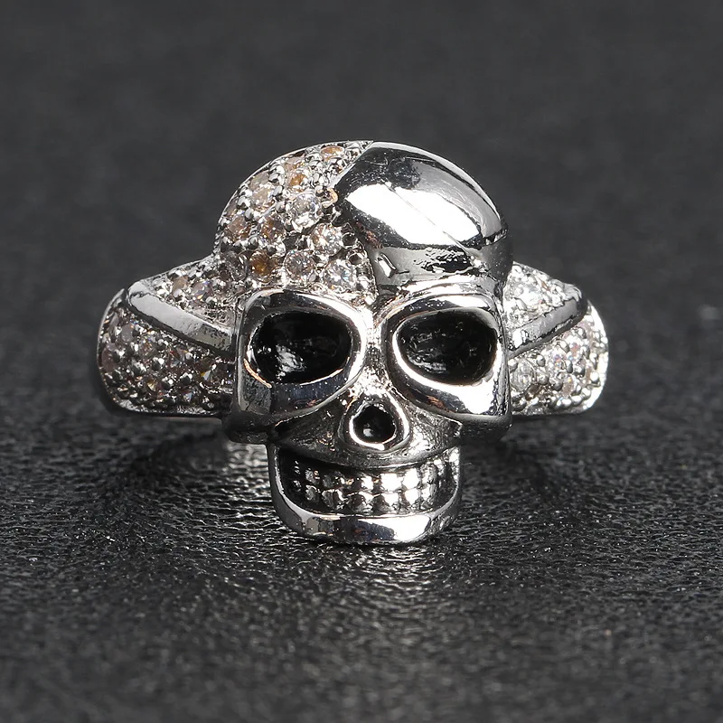 

2019 new punk skeleton Skull 925 Sterling Silver Fashion ring for men and women party gift jewelry wholesale moonso R5088