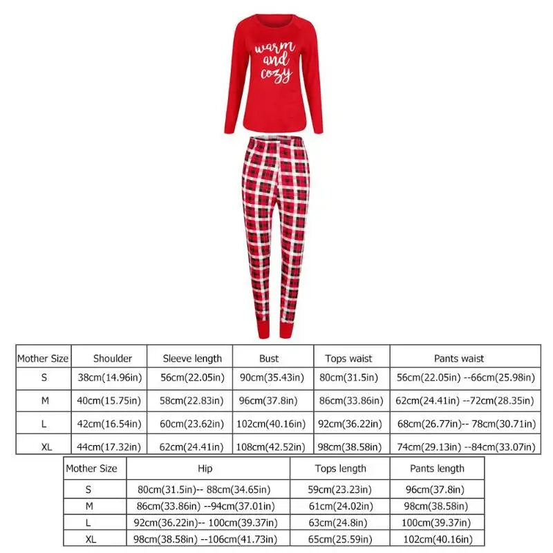 Новогодняя семейная Рождественская Пижама Семейный комплект одинаковой одежды для сна комплект из 2 предметов, Рождественская футболка с длинными рукавами и штаны