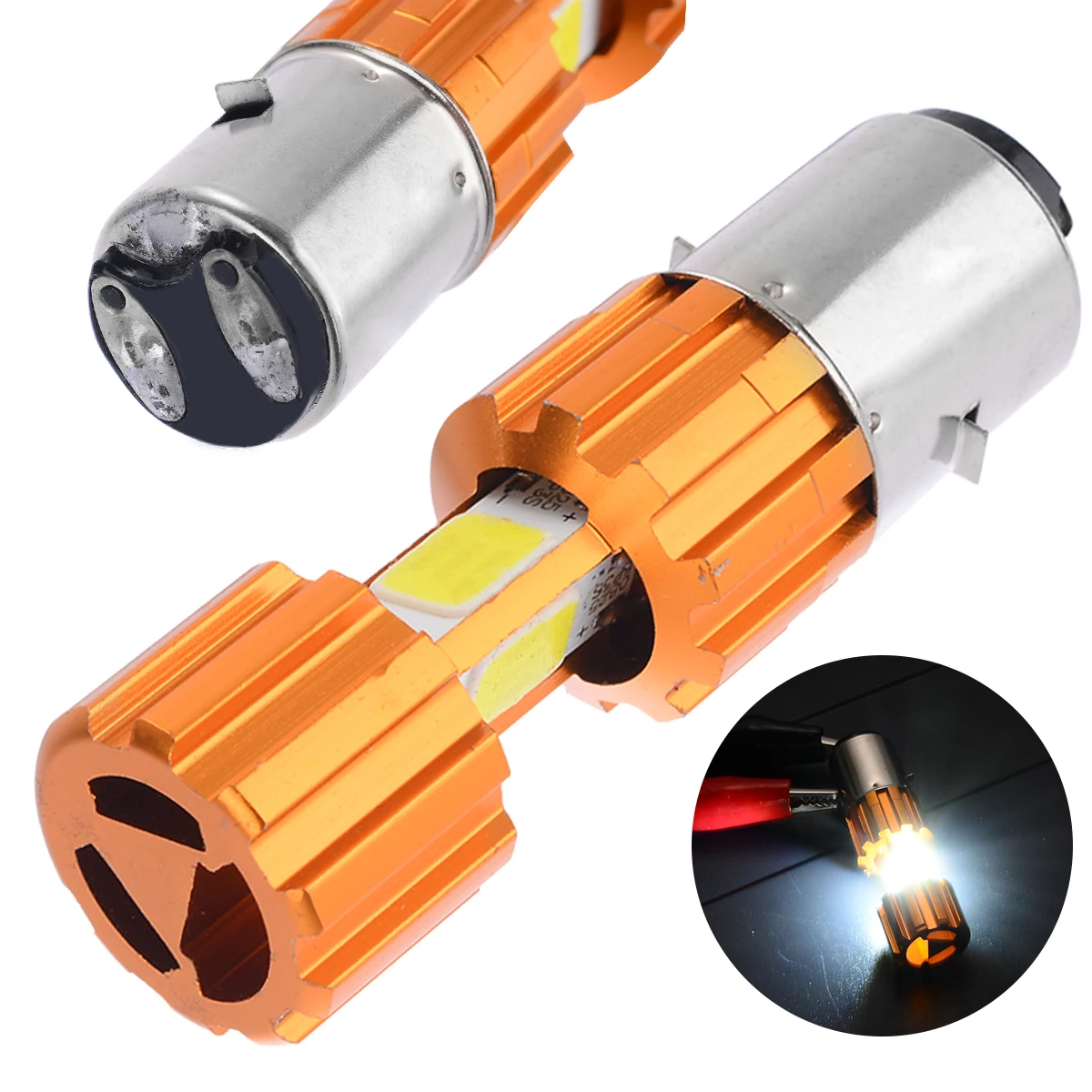 

Mayitr 1pc BA20D COB LED Motorcycle Hi/Lo Headlight Head Lamp Bulb White 6500K for Motercycle Signal Lamp