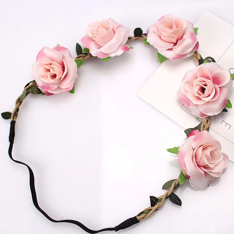 Fashion Rose Flower Headband Headwear Women Girl Elastic Hairbands