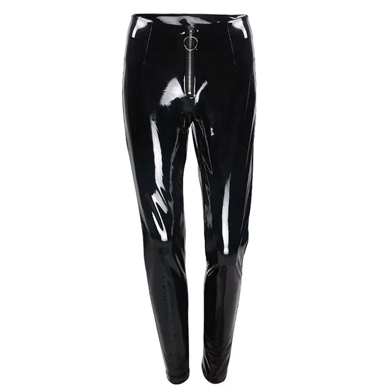 

PU Leather Pants Women Trendy Brand Gothic Punk Zipper Streetwear Black Skinny Trousers Thin Spring 2019 Casual Sexy Latex Pants