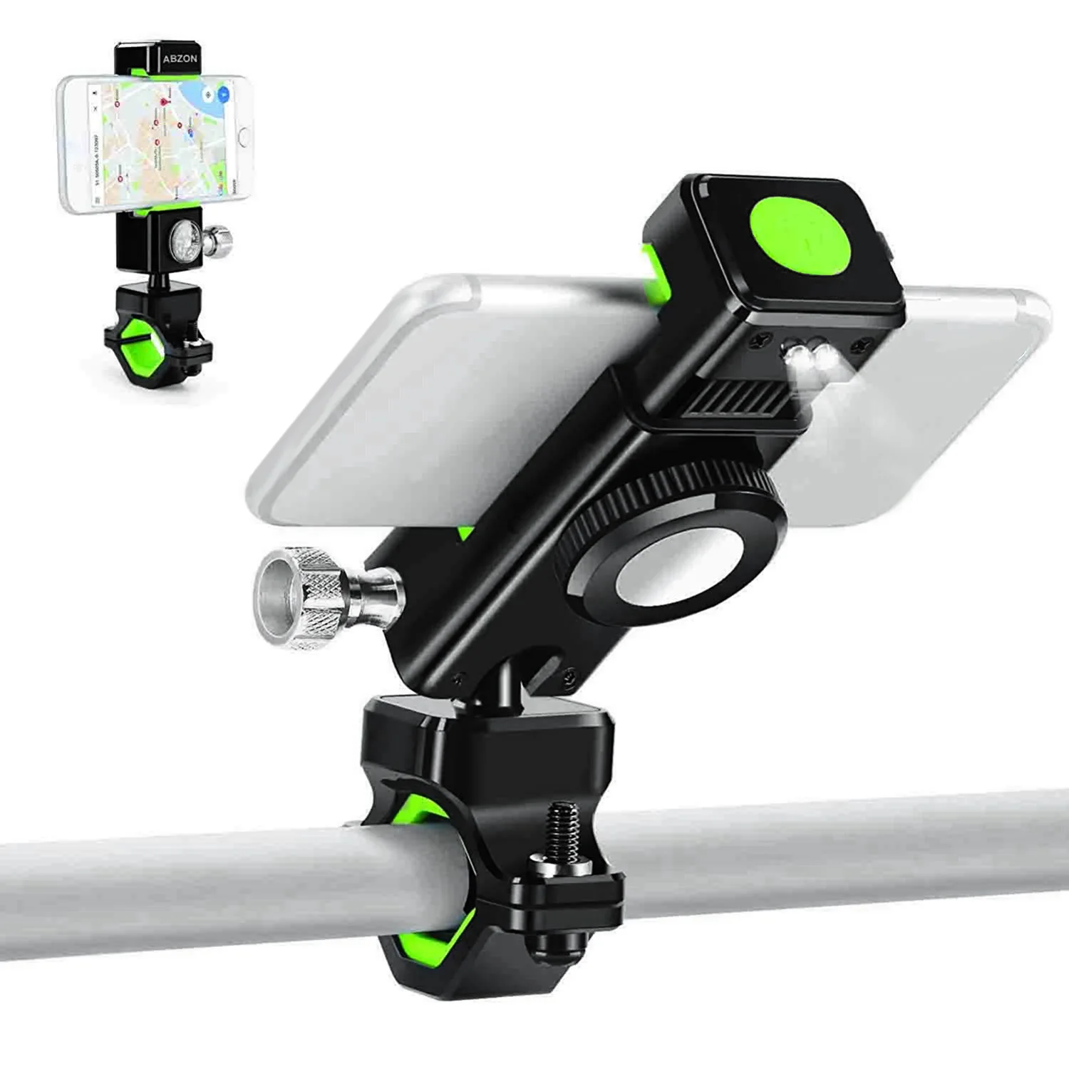 

Bike Phone Mount Holder with LED Light Universal Adjustable Shock-Absorbing Bicycle Motorcycle Handlebar Phone Mount for Phone