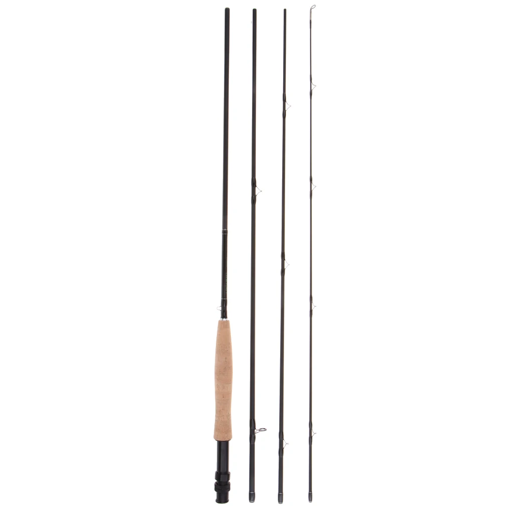 

2.7m Fly Fishing Rod Medium Fast Action 4 Pieces Carbon Fiber Fly Rod 5/6# with AA Cork Grip, Hard Chromed Guides