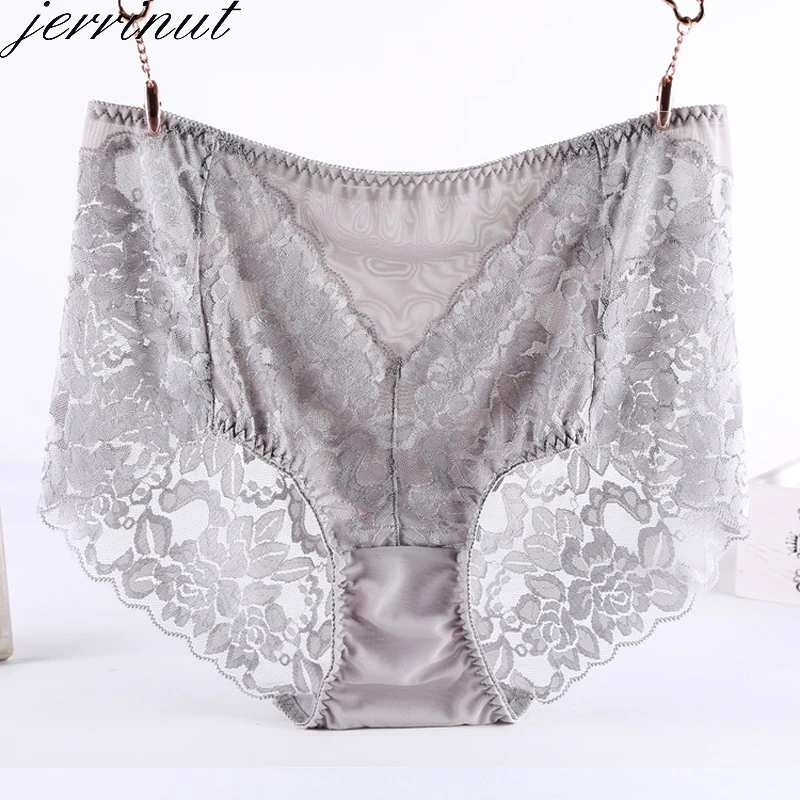 

Jerrinut Full Lace Panties For Women Plus Size 2XL 3XL 4XL Transparent Brief Underwear High Waist Pants Lingerie Intimates