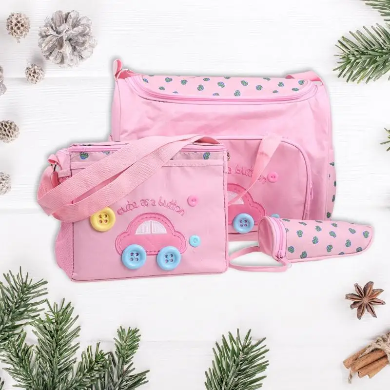 

4pcs/set Large Shoulder Bags Mommy Maternity Changing Mat Bottole Cover Nursing Baby Care Diaper Bag