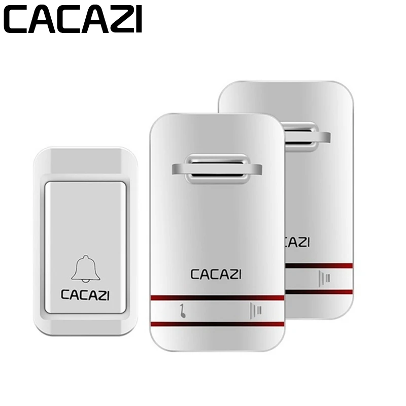 CACAZI Wireless Doorbell No Need Battery LED Light Doorbell Waterproof Cordless Remote Electronic Door Bell EU US