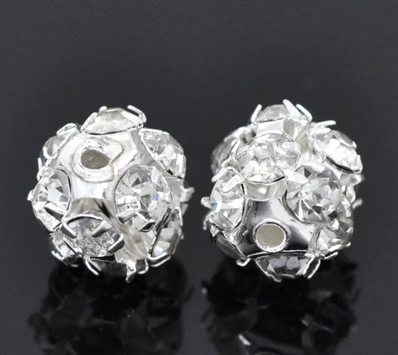 

12PCs Ornate Filigree Rhinestone Balls 8mm Dia. (B00512)