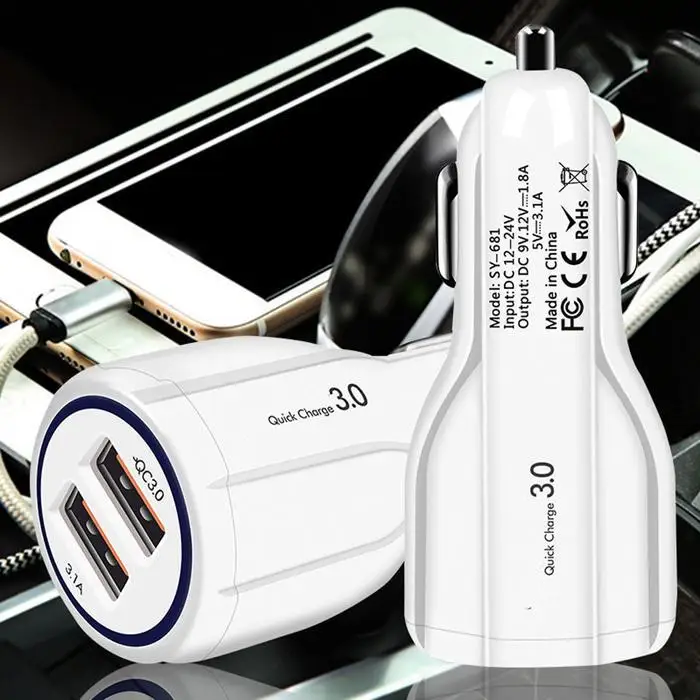 Быстрая зарядка 3 0 двойной USB автомобильный телефон ПК и т. Д. Стильный дизайн с
