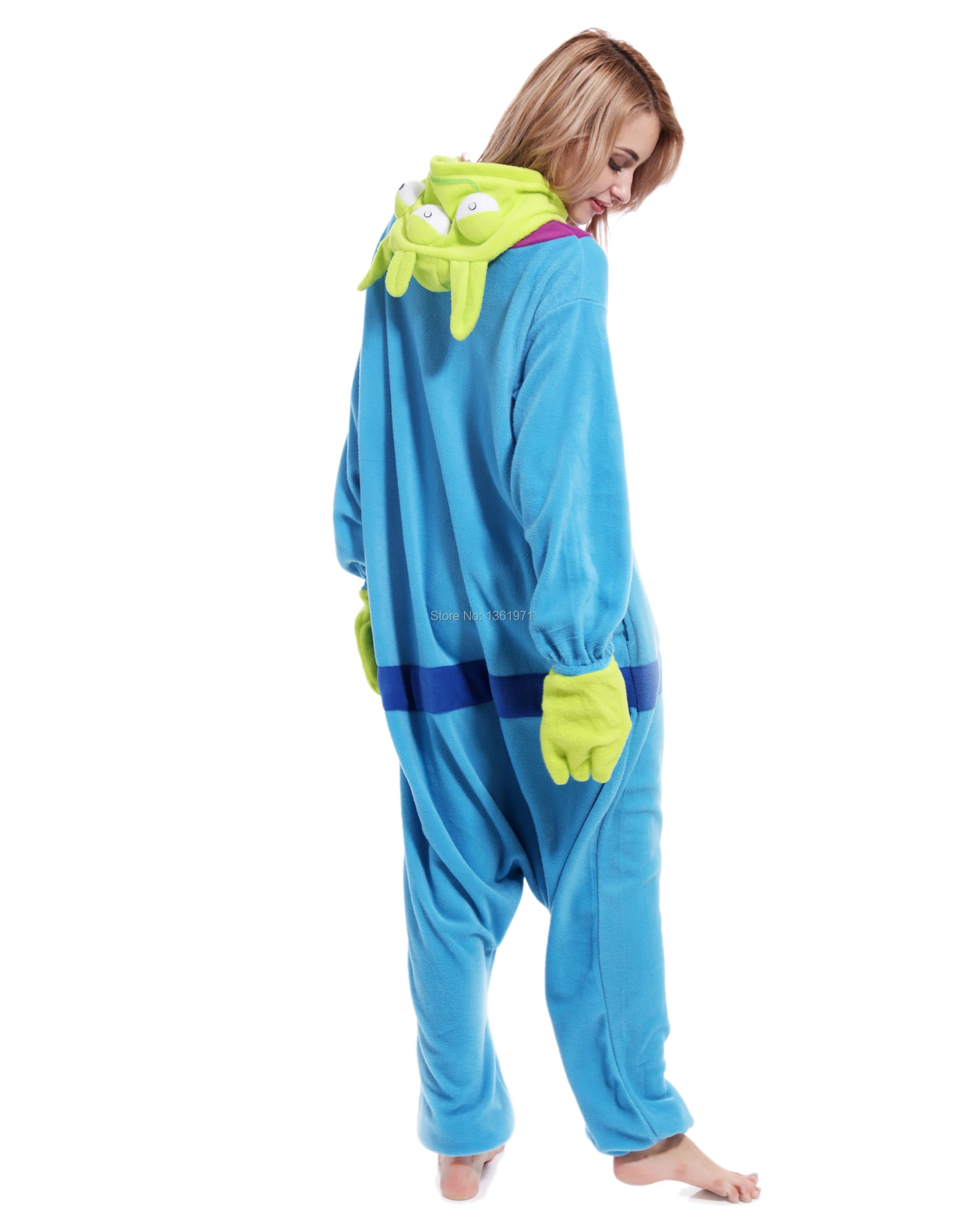 HKSNG Adult Winter Warm Cartoon Animal Alien Sangan 3 eyes Monster Onesie Kigurumi Pajamas Cosplay Party Costume