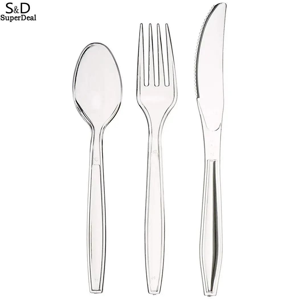

The Transparent knife fork spoon Knife including Cutlery Set a set Disposable and Plastic Fork Spoon