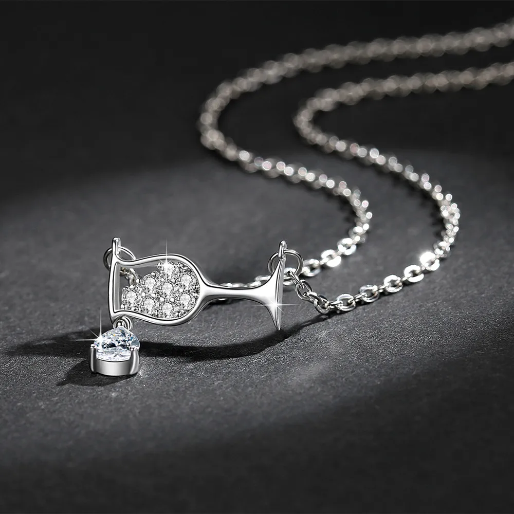 Wine glass deals pendant necklace