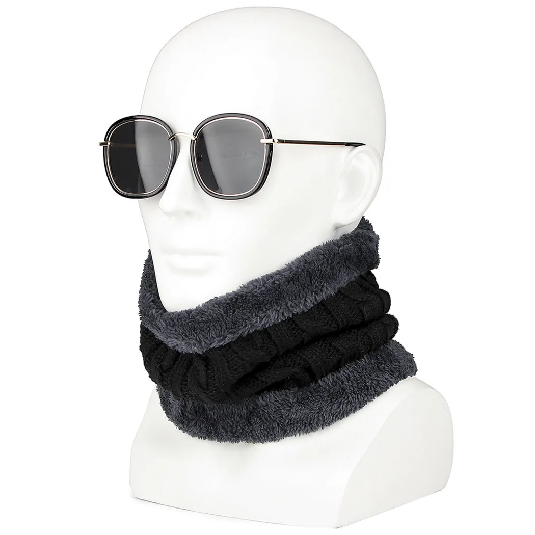 Cotton Wool Plus Velvet Collar Scarves Winter Warm Knitted Scarf Snood