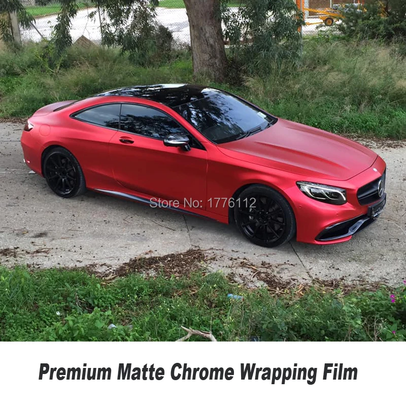 

upgrade matte chrome vinyl wraps red car vinyl wrap Multiple size selection High-end matte chrome series