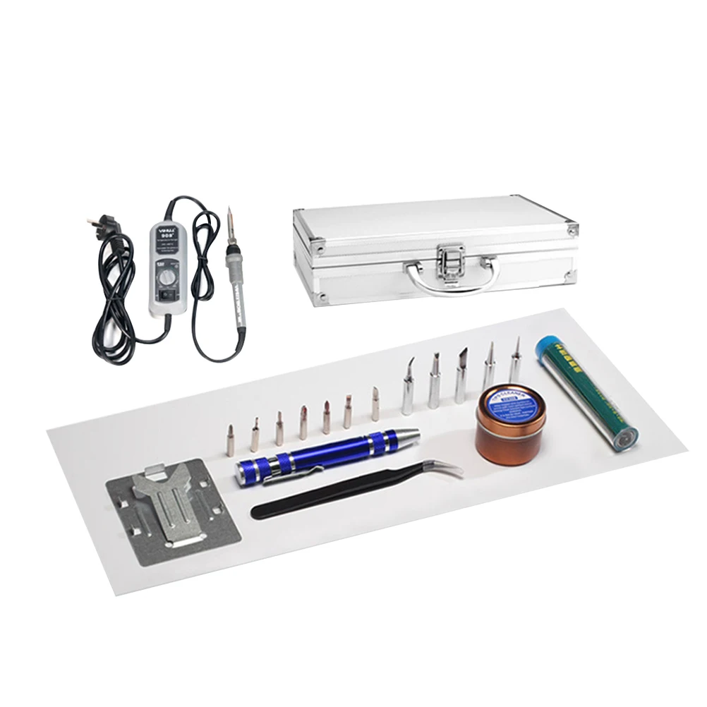 

1 Set Soldering Iron Kit with Tweezers Soldering Iron Solder Iron Holder Solder Wire Screwdriver Set Soldering Tips Steel Wire
