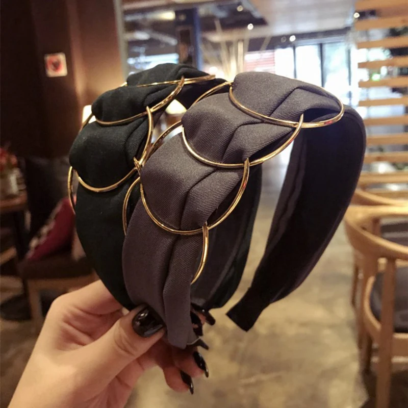 

Fashion Wide Headband For Woman Girls Hair Band Korean Soft Hair Scrunchy Headdress Head Hoop Golden Ring Hair Accessories 1PC