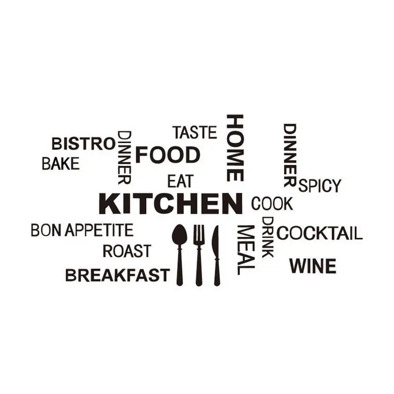 Letters KITCHEN Wall Stickers Wall Decorations Non-toxic PVC Household Painting For Living Room Bedroom Decorative Beautiful Letters KITCHEN Wall Stickers Wall Decorations Non-toxic PVC Household Painting For Living Room Bedroom Decorative Beautiful