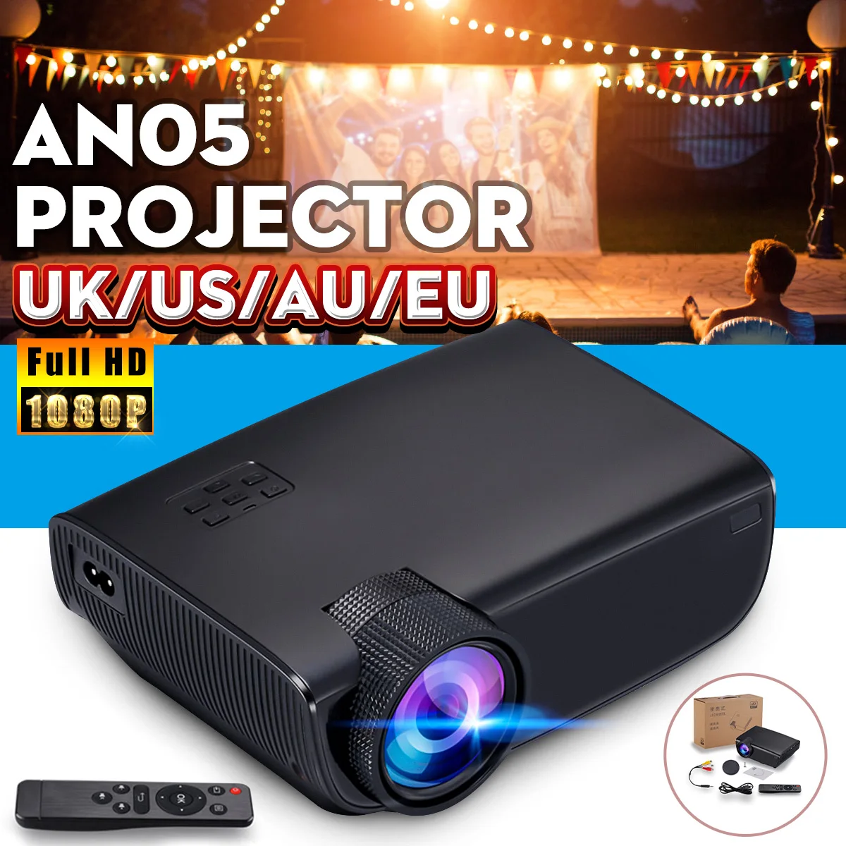 

1080P Home LED Projector Remote Control Keystones Correction 0.8M-3.8M Image Full HD Projector