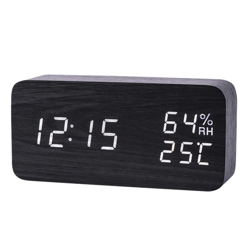 Online Moderno reloj despertador Led temperatura humedad electrónico escritorio Digital relojes de mesa