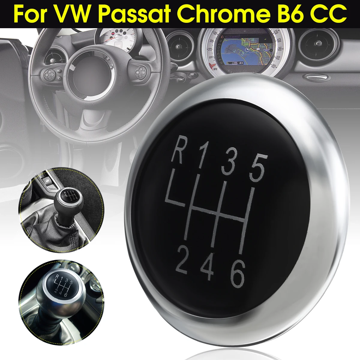 New 6 Speed Gear Knob Stick Badge Emblem Trim Cap Cover For VW Passat