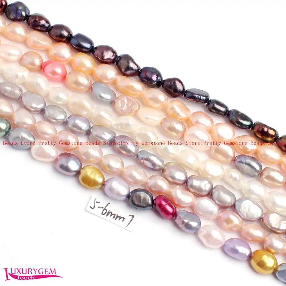 

5-6mm Multicolor Natural Freshwater Pearl Irregular Shape Loose Beads Strand 35cm Jewelry Making wj415