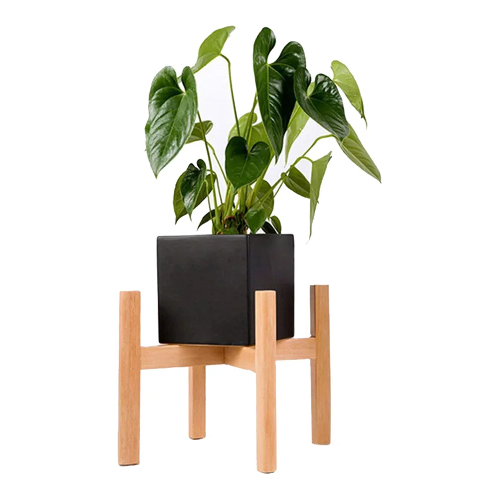 

1PCS Succulent Planter Bamboo Plant Stand Shelf Hold Flower Pot Solid Wood Holder with Simple Wooden Bonsai Pots
