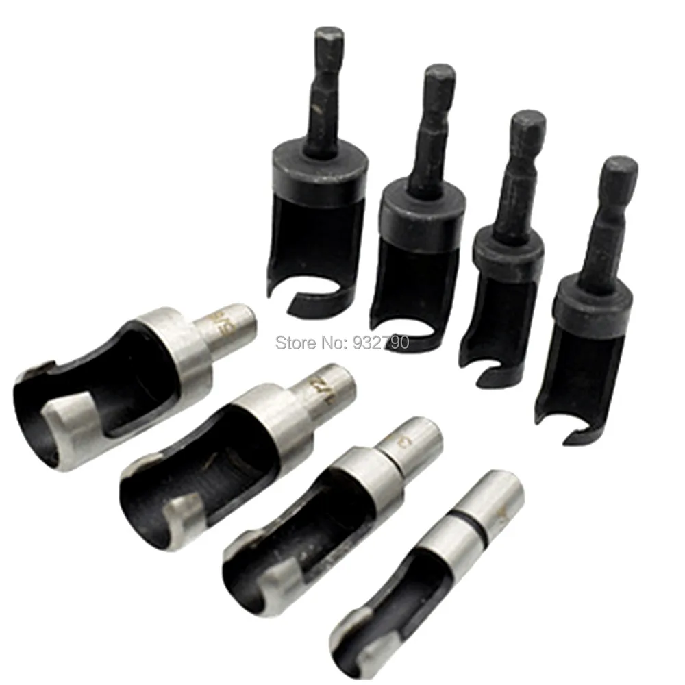 8pcs Woodworking Plug Cutter Drill Bit Tenon Chamfered Plug Cutter 6mm