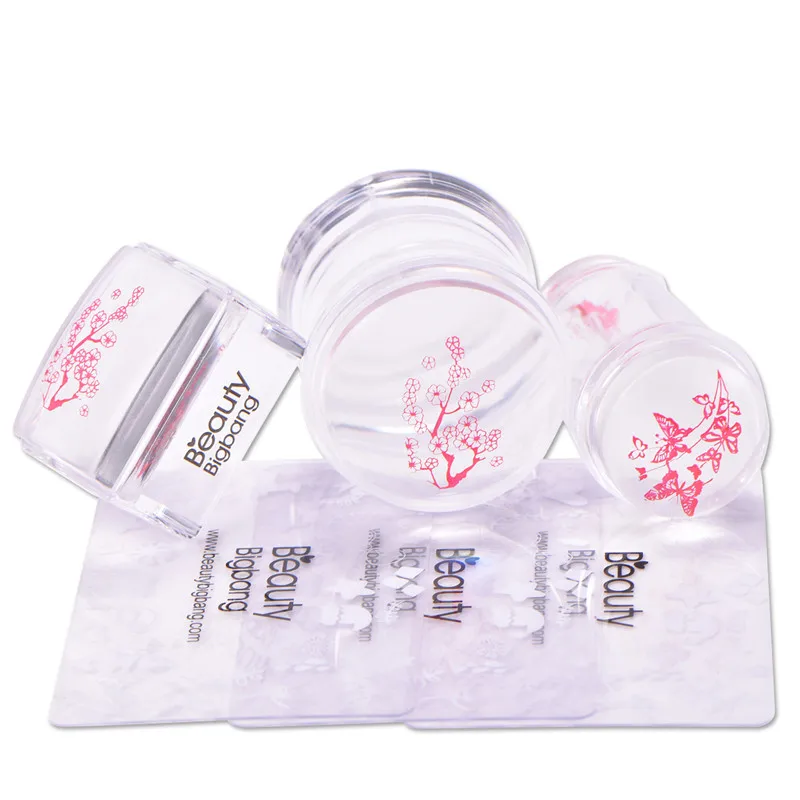 

BeautyBigBang 3 Sets Jelly Silicone Nail Stampers with Scraper Clear Handle Stamping Tool Manicure Nail Art Stamper Kit