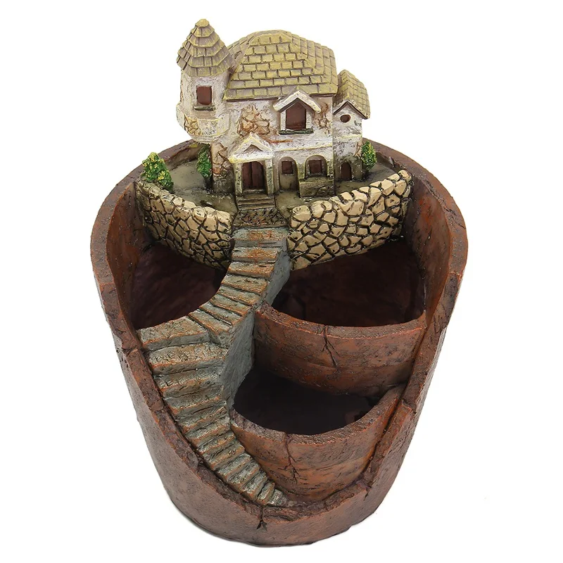

Mini House Figurines Resin Flower Pot for Herb Cacti Succulent Plants Planter Home Garden Micro Landscape Decor Crafts