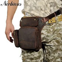 Norbinus натуральная кожа падение ноги сумка Для мужчин поясная сумка Fanny Pack мотоцикл через плечо, мужские сумки через плечо набедренным ремнем телефонные чехлы