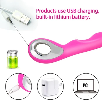 S/L Size G Spot Shocker Vagina Vibrator Dildo AV Rod Magic Wand USB Rechargeable Female Masturbation Erotic Sex Toys for Women 3