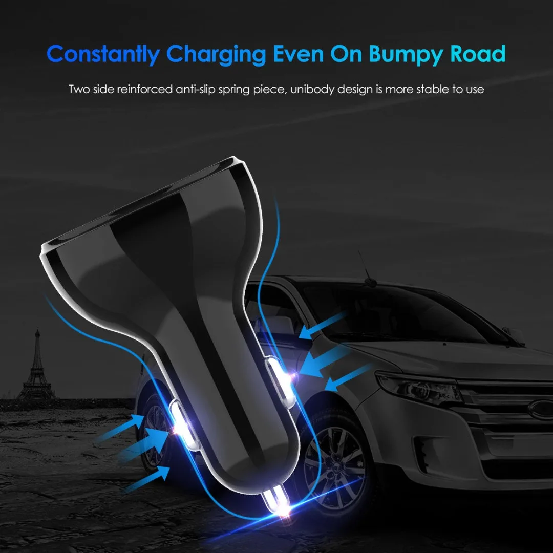 3 Ports USB Type-c QC 3.0 Mobile Phone Quick Fast Charging Car Charger Adapter LED Voltmeter For iphone XR XS Max 7 8 plus X 6s