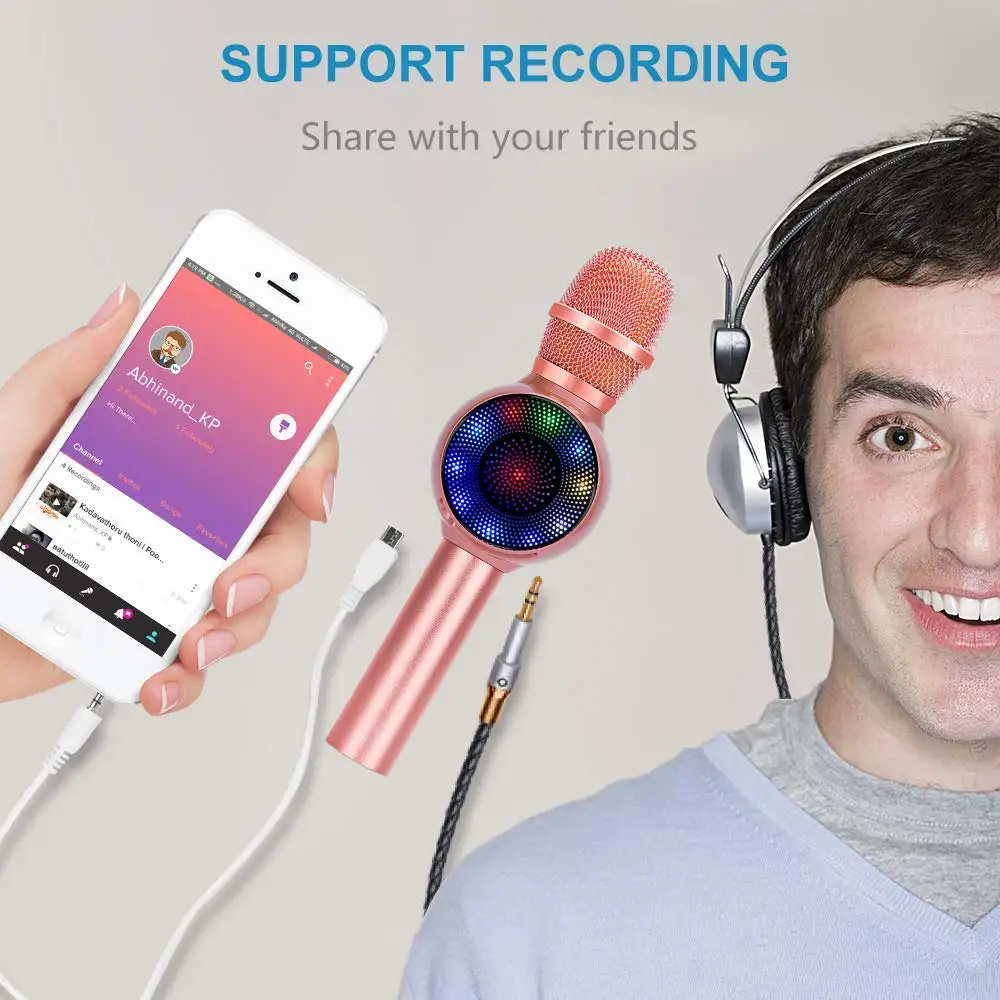 Беспроводной караоке микрофон Professional портативный Bluetooth ручной Домашний день