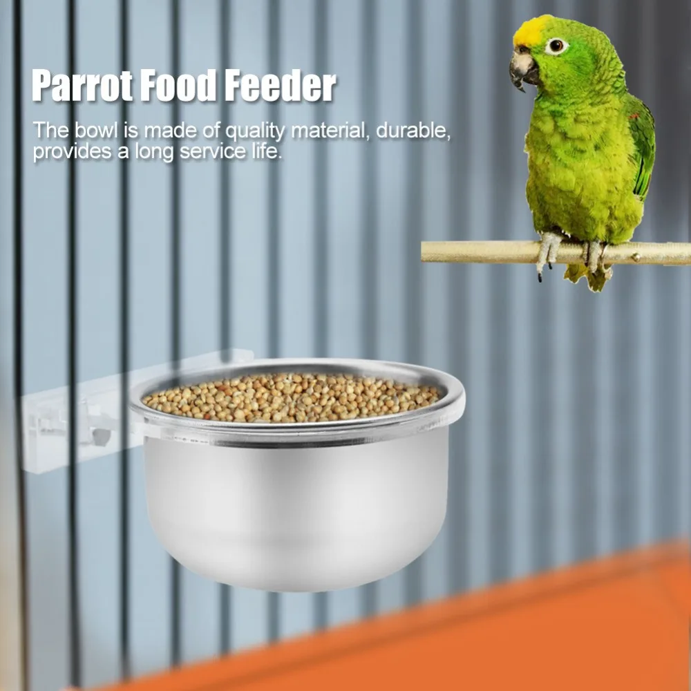Нержавеющая сталь клетка для птиц кормушка еды + стойка попугаев Parakeet аксессуары