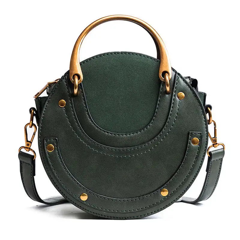 

Luxury Handbags Women Bags Designer 2019 Circular Scrub PU Leather Women Bags Retro Handbag Small Round Women Shoulder Mini Bag