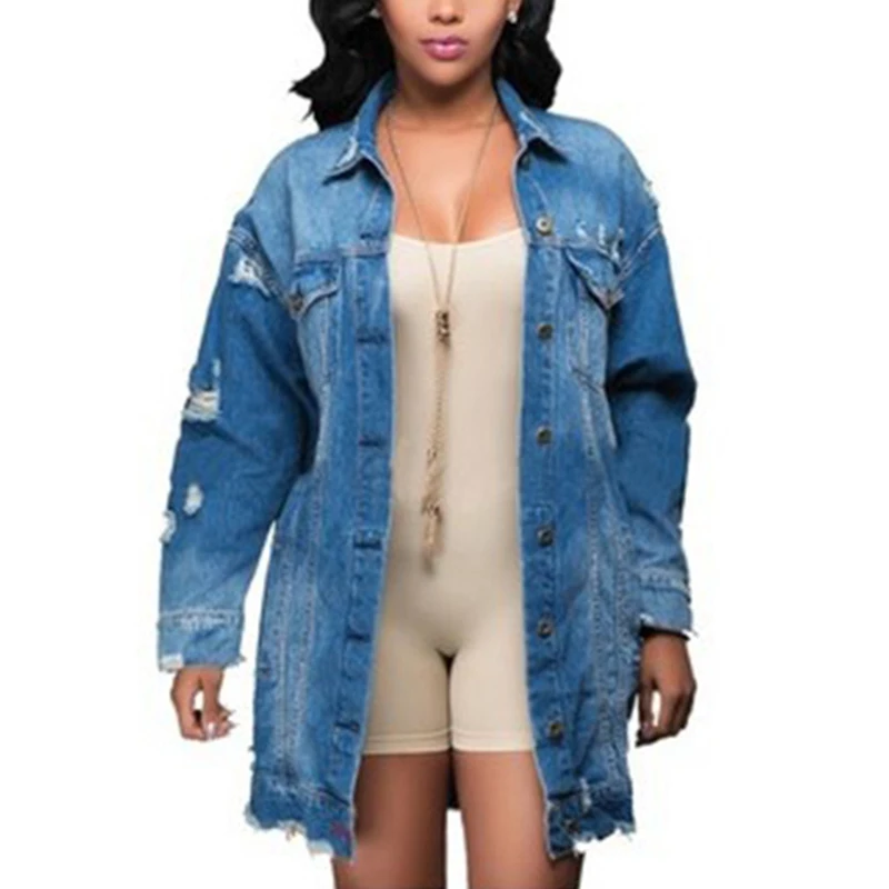 Finest  Women Denim Jeans Buttons Down Long Sleeve Coat Jacket Cardigan Kaftan Tops New