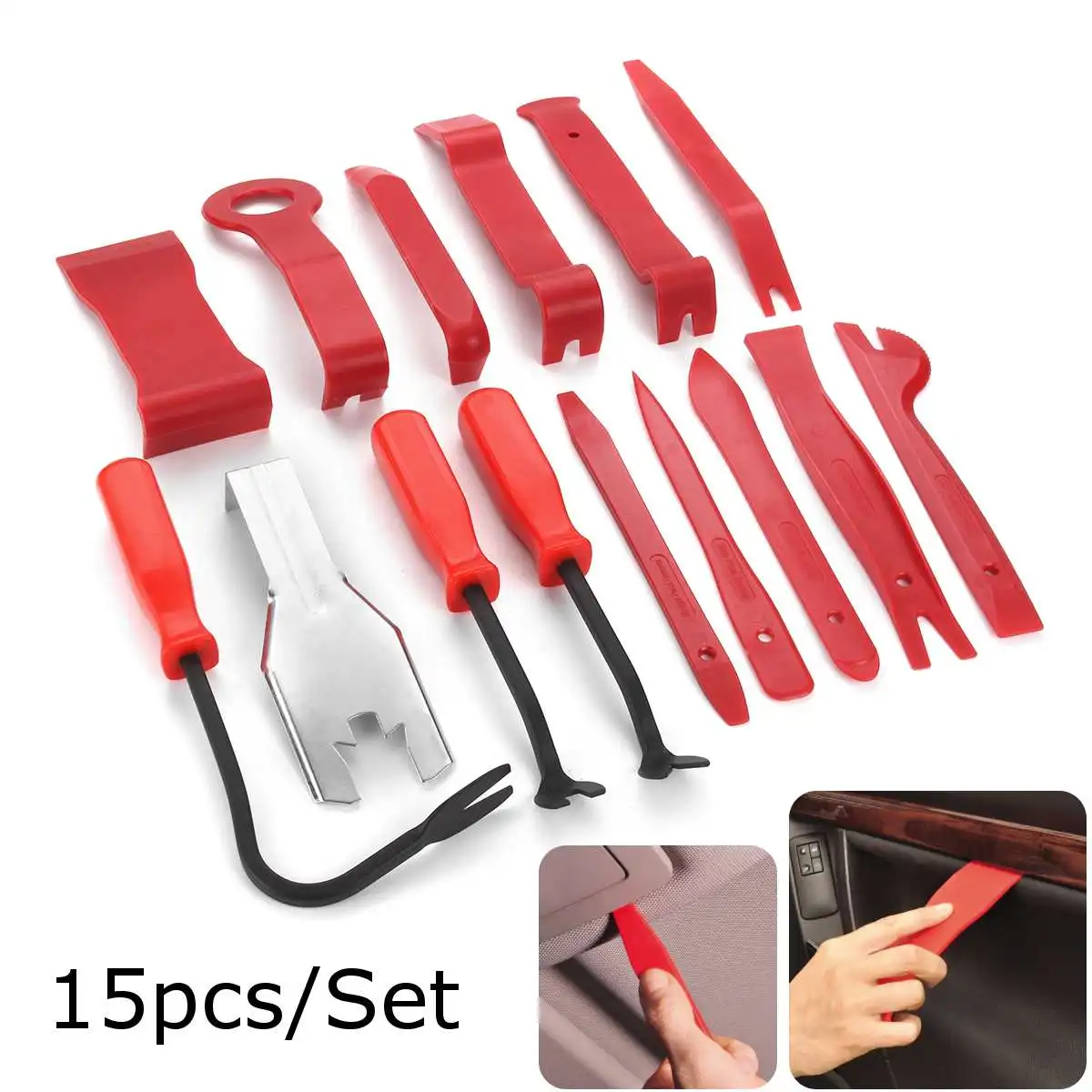 15pcs Meter Door Molding Remover Panel Trim Clip Removal Tools Kit Red