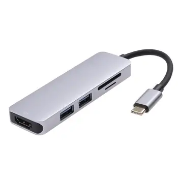 

Aluminum 5-in-1 Type-C to 4K HD USB3.0x2 HUB TF Card Reader Converter Cable