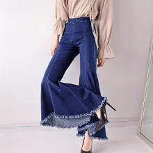 Модные новые винтажные широкие джинсы хиппи винтажные джинсы с бахромой женские сексуальные джинсовые штаны со средней посадкой