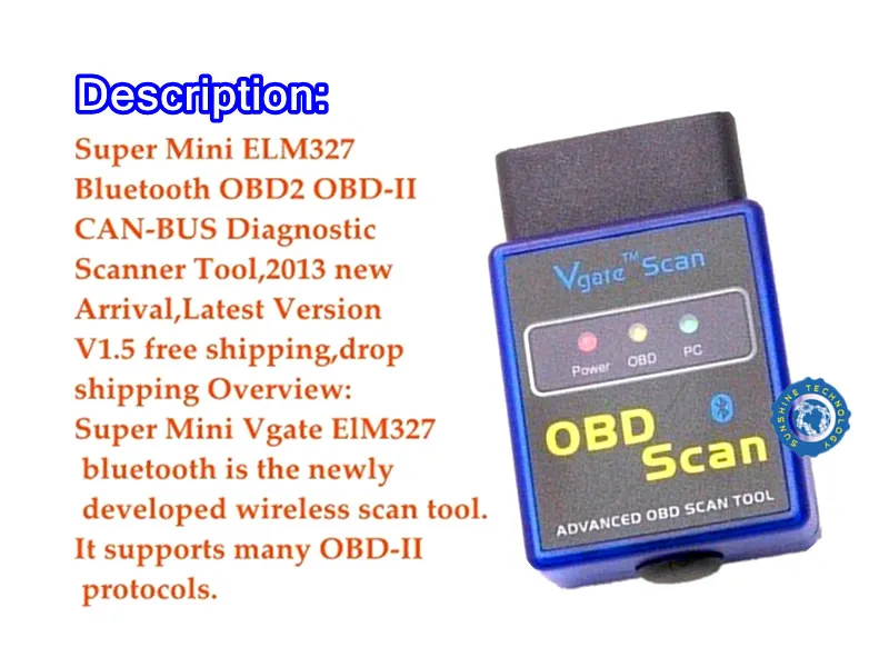 Топ продаж Мини Vgate ELM327 V2.1 Bluetooth OBD OBD2 сканирующий интерфейс OBD2/obd 2 диагностический инструмент работает на Android Symbian