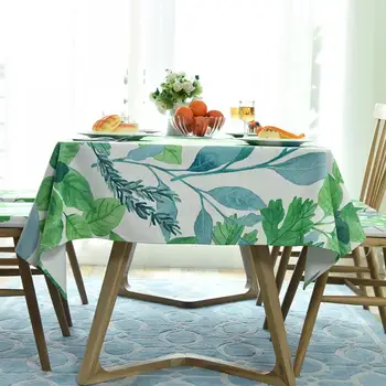 

Cotton Fabric Table Cloth Green Tropical Plant Leaves Table Cloth Home Decoration Printed Leaf Tablecloth Cover For Living Room