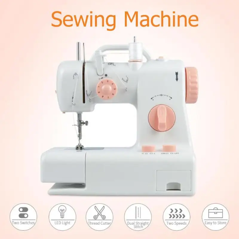 

Home Electric Handheld Sewing Machine Dual Speed Adjustment with Light Foot Double Threads Pendal Sewing Machine