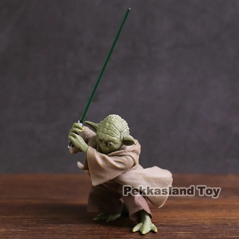 Jedi Knight Yoda with Lightsaber Mini PVC Action Figure Collectible Model Toy