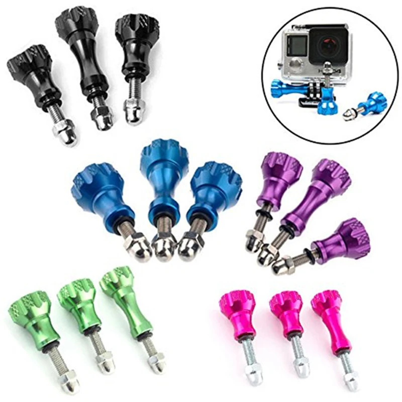 

For Gopro Accessories 3Pcs 1 Long +2 Short Colorful Thuss Aluminum Bolt Nut Screw For Hero5 4 3 3+ 4 SJ4000 XIAOYI 2 4K Mount